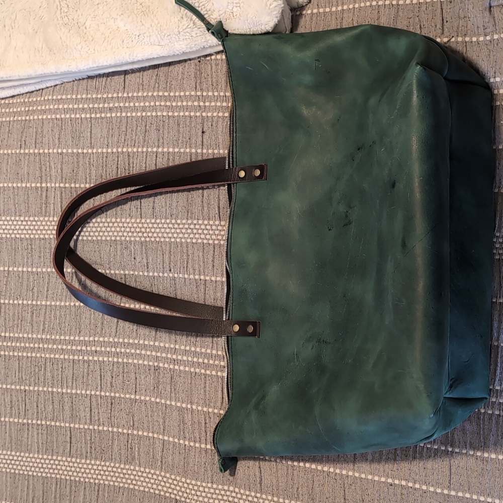 Portland Leather Oversized Zipper Tote - Surf - Picture 4 of 7